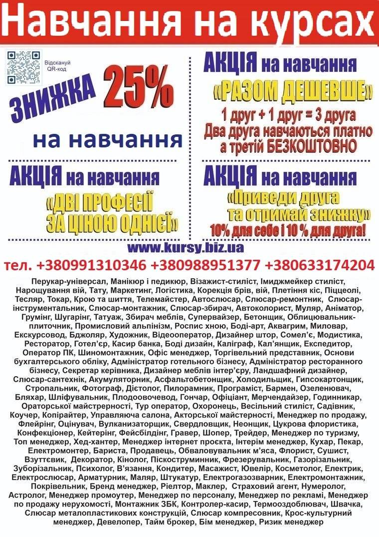Курси кондитер, сушист, піццеолі, пекар, бармен, барист, фото 1 Курси кондитер, сушист, піццеолі, пекар, бармен, барист, фото 1