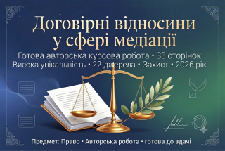 Продам готову курсову на тему: «Договірні відносини у сфері медіації» - фото