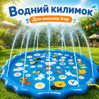 Дитячий надувний басейн-фонтан 90 см із розбризкувачем • Водний ігровий килимок VEN-1451 для дітей, дачі, двору та літнього відпочинку
