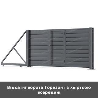 Відкатні ворота Горизонт з хвірткою всередині