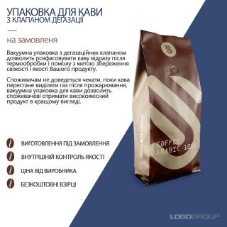 Упаковка для кави з логотипом / Упаковка для кофе / Упаковка с дегазационным клапаном - фото