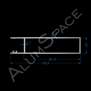 бортовий алюмінієвий профіль — верхня планка, 100 мм (анод) - фото
