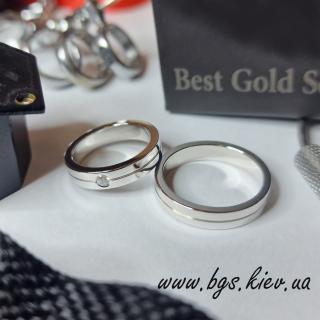 Обручальные кольца из белого золота - фото