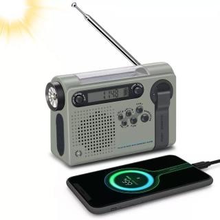 Радио с фонарем динамо- и солнечной зарядкой павербанком 2000мА-ч - фото