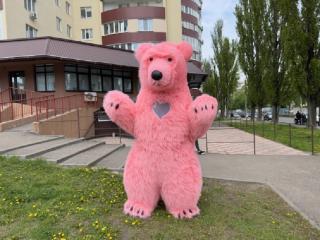 Костюм медведя розовый - фото