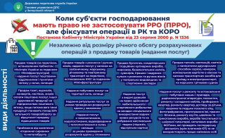 Коли cуб'єкти господарювання мають право не застосовувати РРО(ПРРО) але фіксувати операції в РК та КОРО(продовження) - фото