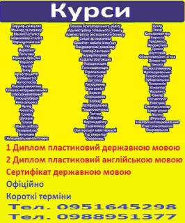 Диплом пластиковий державною і англійською мовою та сертифікат - фото